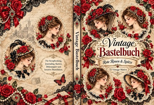 Vintage bastelbuch rote - vintage,